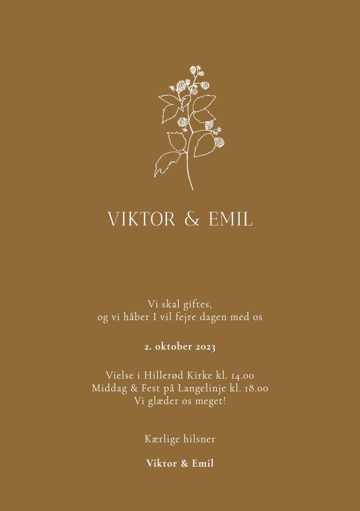 Efterår/Vinter - Viktor & Emil Bryllupsinvitation